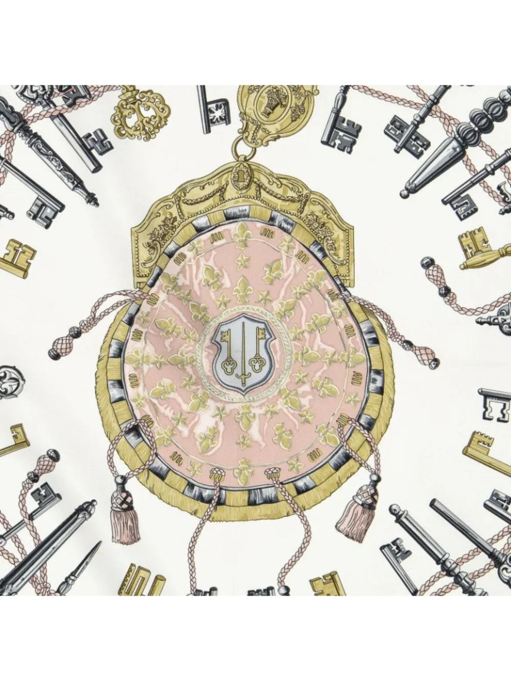★SOLD★ Hermes Scarf Light Pink Ivory Gray Silk - Picture 3 of 5